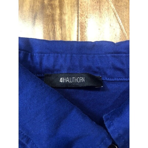 41 HAWTHORN Stitch Fix bright blue jacket zipper and snap floral piping inside - Picture 3 of 6